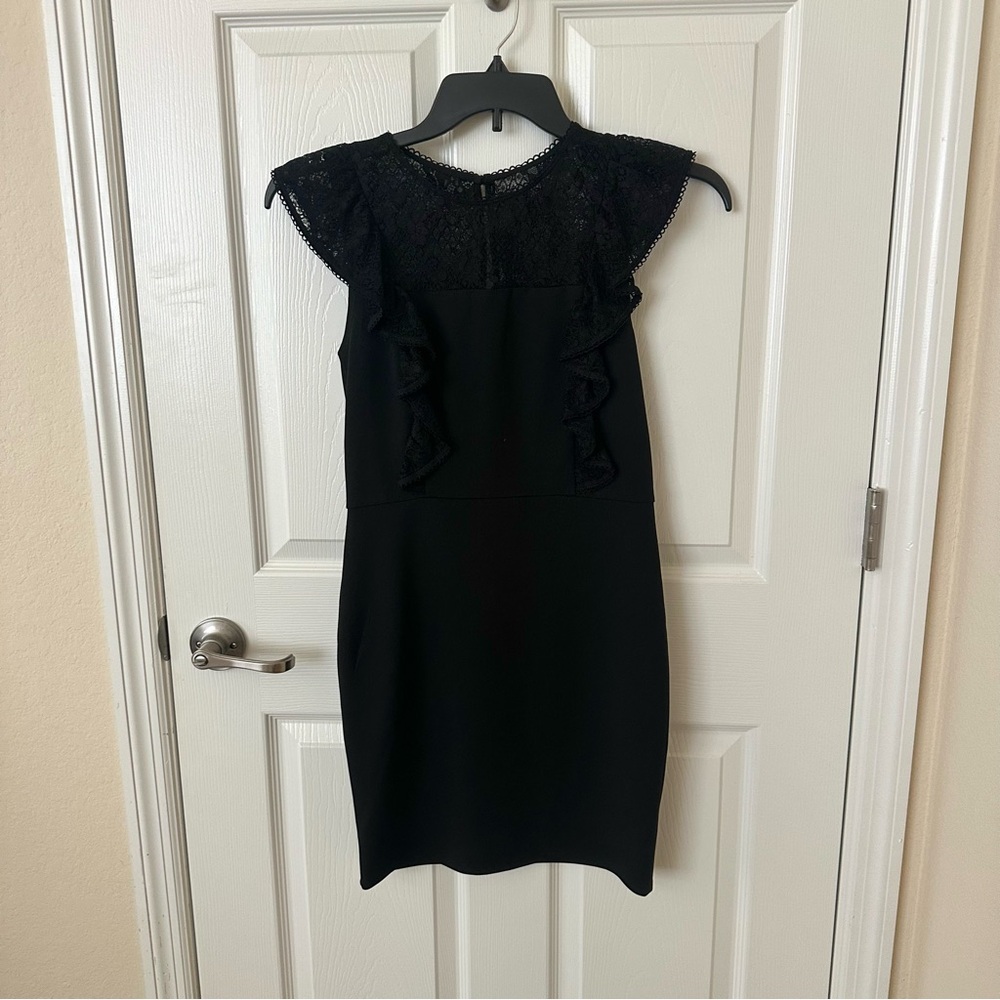 As U Wish Black Ruffle Mini Dress